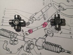 Kardanový kříž volantové tyče Fiat 127/128/Uno/Ritmo/X1/9
