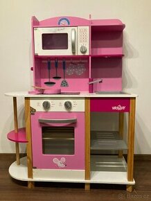 dětská dřevěná růžová kuchyňka