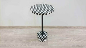 Odkládací stolek Domero Chess - černobílý, o25cm Kare