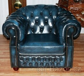 CHESTERFIELD-CLUB-CENTURION FURNITURE-LEATHER/BLUE - 1