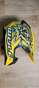 Motokrosová helma WULF - žlutá, ve skvělém stavu