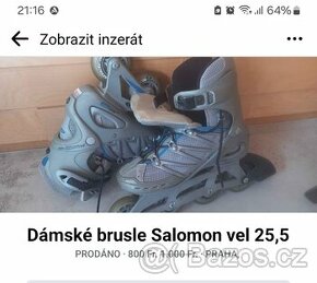 Dámské brusle Salomon vel 25,5