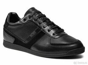 Kožené boty černé tenisky Hugo Boss Sneakersy Glaze v.43