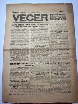 Velmi staré noviny z roku 1921 a 1945