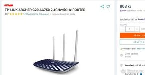 TP-LINK ARCHER C20 AC750 2,4GHz/5GHz WIFI ROUTER