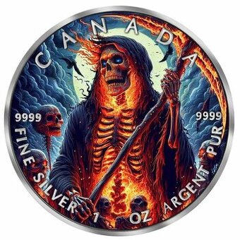 GRIM REAPER Death Maple Leaf Armageddon VIII  1 Oz Silver Co - 1