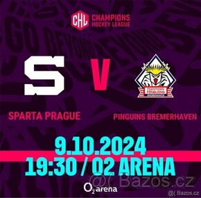 HC SPARTA PRAHA - PINGUINS BREMERHAVEN 9.10. VIP vstupenky