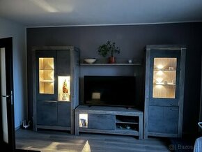 Obývací stěna s LED osvětlením - dekor dub/beton