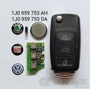 Klíč Škoda Volkswagen originál 1J0959753AH / DA Nový obal kl