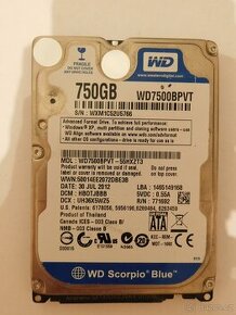 pevný disk Western Digital 750GB (WD7500BPVT-55HXZT3)