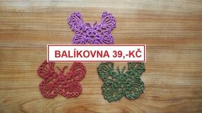 3x háčkovaný motýl, háčkovaní motýli motýlci retro - SLEVA