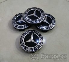 středové krytky Mercedes 75mm černé červené pokličky - 1