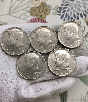 5x Half Dollar USA stříbro 1965 - 1969