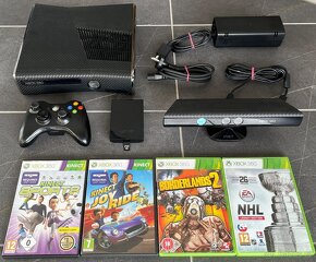 Xbox 360 (250 GB) + Kinect, ovladač, hry