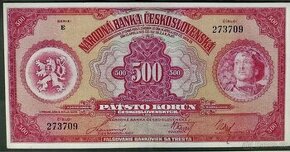 500 korun 1929 serie E stav aUNC