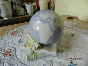 Krásná stará porcelánová Zeměkoule Atlas Globus - 1