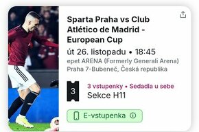 3x Liga Mistrů Sparta Praha x Atletico Madrid