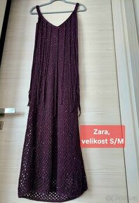 Vel. S/M Zara dlouhé vínové šaty - 1