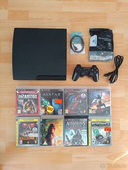 PS3 Slim 160GB + 8 her / PlayStation 3