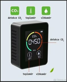 POŠTA ZDARMA: Detektor CO2 + teploměr + vlhkoměr