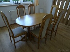 Prodám sestavu rustikální stůl a 6 židlí