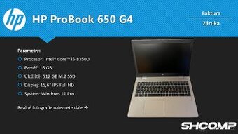 HP ProBook 650 G4 | i5-8350U | 16GB | 512GB SSD | Záruka