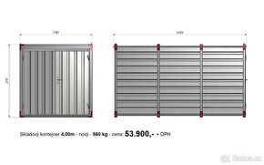 prodej skladového 4,00m kontejneru - SKLADEM ihned k odběru
