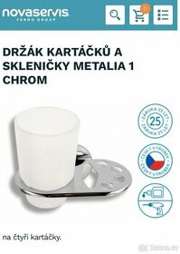 Držák na 4 kartáčky se skleničkou, chrom