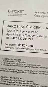 2x vstup na Jaroslav Šimíček Quartet modern jazz 22.2.25