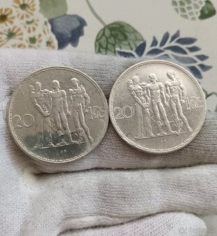 2x AG 20kčs 1933, 34 sbírkový stav dle foto