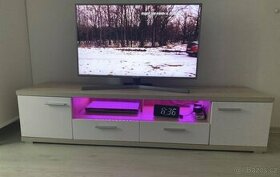 TV stolek dub Sonoma, lesklá bíla s LED - 1