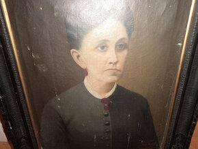Starožitný signovaný portrét-1890-olej,plátno