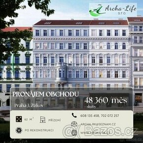 Pronájem obchodu 62 m2, po reko, přízemí, Praha 3 Žižkov