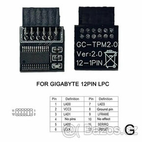 Modul TPM 2.0, GIGABYTE LPC 12pin, pro Windows 11