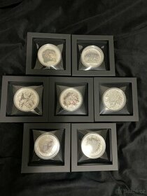 EXKLUZIVNÍ SET STŘÍBRNÝCH MINCÍ 7 X 5 OZ SEVEN SUMMITS ( - 1