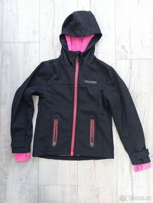 Softshellová dívčí bunda černo-růžová vel. 134/140 - 1