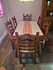 Rustikální holanský stůl + 6 židlí - 1