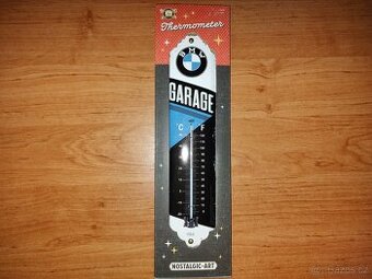 Nástěnný retro teploměr BMW GARAGE 28x7 cm