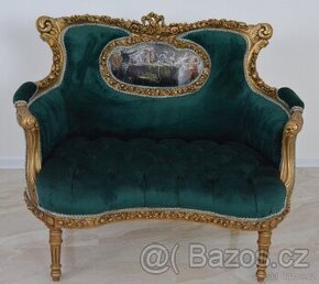 Zámecké řezbované sofa - čalouněné - mini - 1