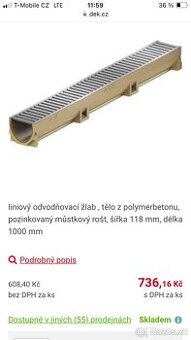 Odtokový žlab 1000mm