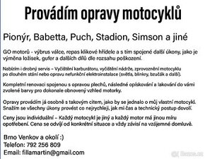 Provádím opravy motocyklů