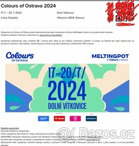 4 denní vstupenka na festival Colours of Ostrava 2024 - 2 ks