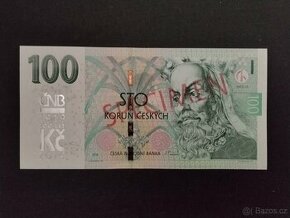 SPECIMEN,100 KČ  (2018/2019) PŘITISK,UNC