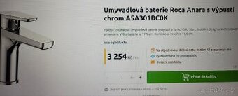 Umyvadlová baterie Roca Anara NOVÁ (3.200 Kč)