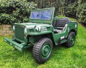 Dětský elektrický vojenský jeep willys 4x120Watt/24V