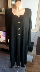 Nádherné černé žebrované šaty tvar áčko velikost 54 - 1