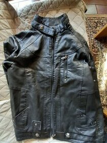 Nová bunda s podšívkou - barva černá, materiál PU kůže - 1