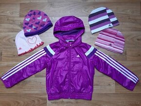 přechodová bunda Adidas na 7-8 let a čepice Adidas