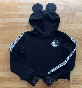 Černá croop mikina s kapucí Mickey H&M v. 164/170