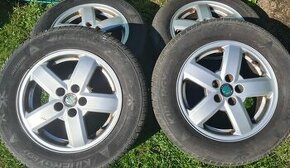 ALU kola 5x100 R15 oreg Škoda na pěkných zimních pneu - 1